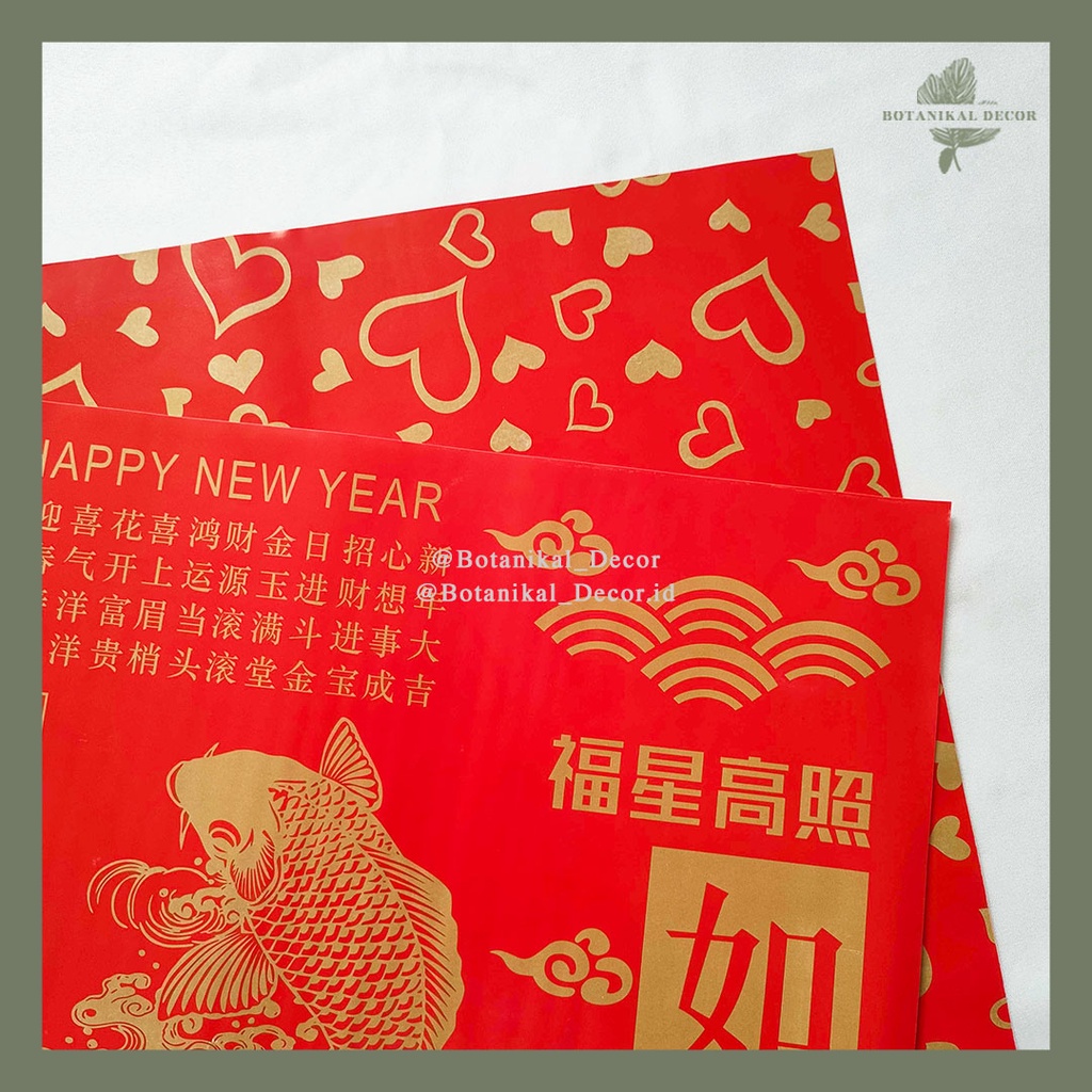 

Wrapping Paper Cellophane Imlek CNY Kraft Kertas Buket Bouquet Dekor