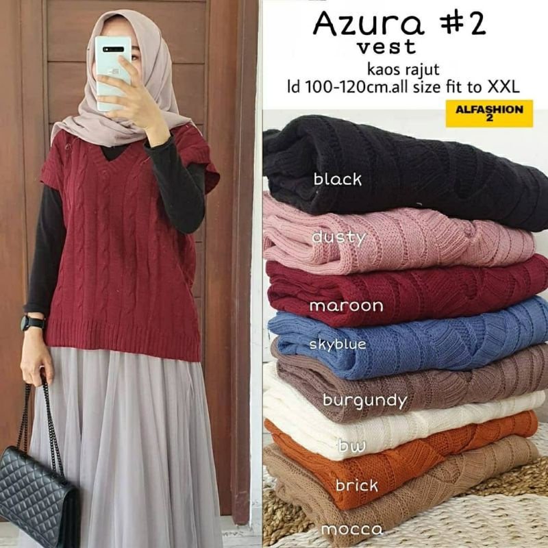 Azura #2 Vest, OUTER WANITA CANTIK BAHAN KAOS RAJUT LD 100-120 TERMURAH TERJUMBO