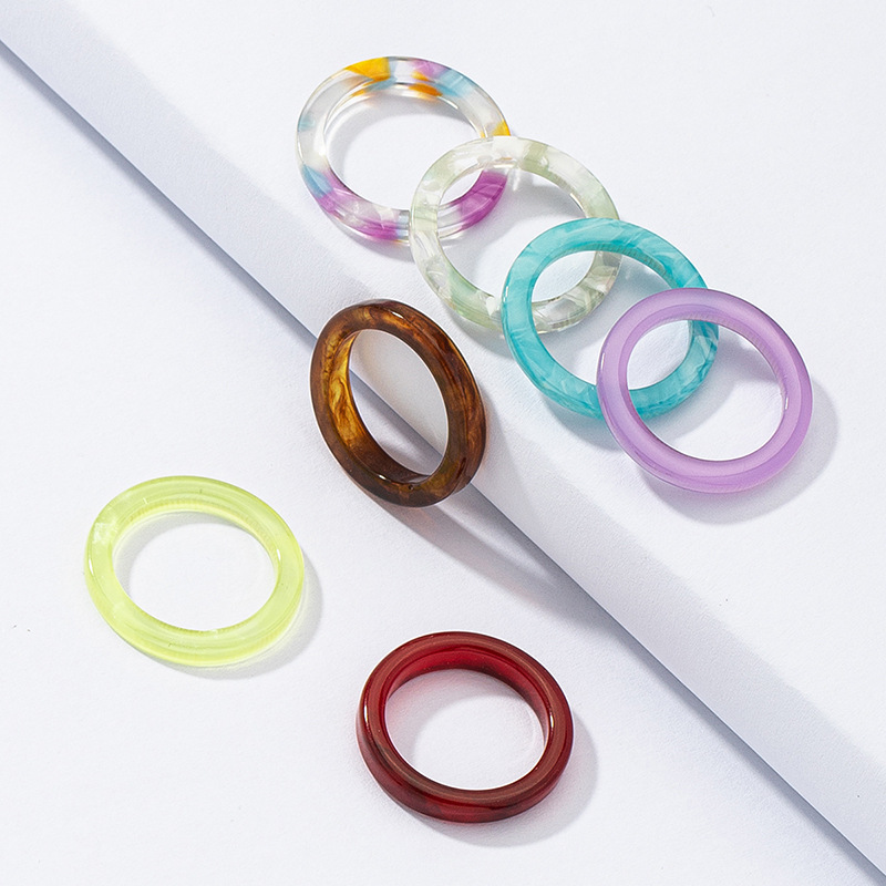 10pcs Mixed Color Resin Joint Ring Set Fashion Jewelry Birthday Gift