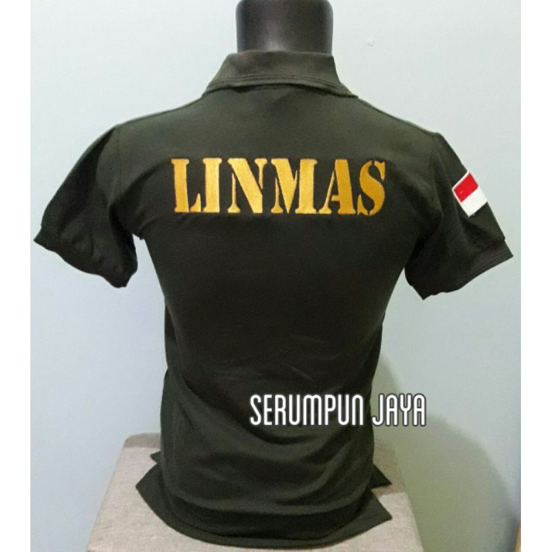 KAOS LINMAS - KAOS KERAH LINMAS HIJAU ARMY FULL BORDIR