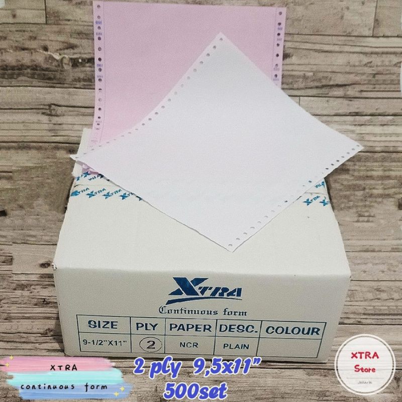

Kertas 2ply Continuous form 9.5x11" tanpa pembagian 500set