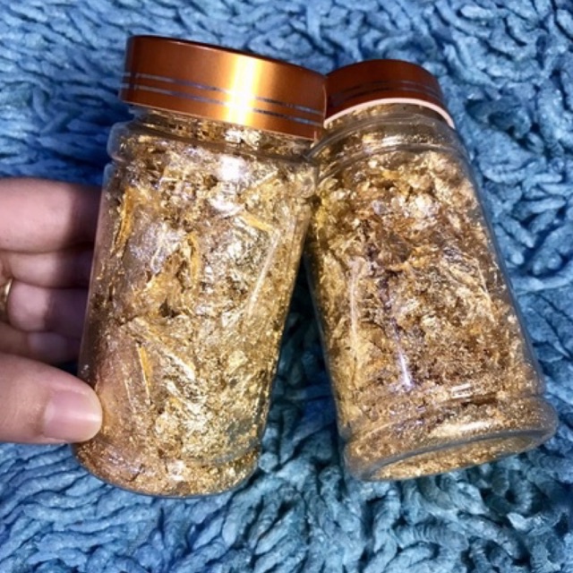 Serpihan Foil Emas Bentuk Daun Bahan Resin Warna Metalik Untuk Membuat Perhiasan Slime Dan Kerajinan
