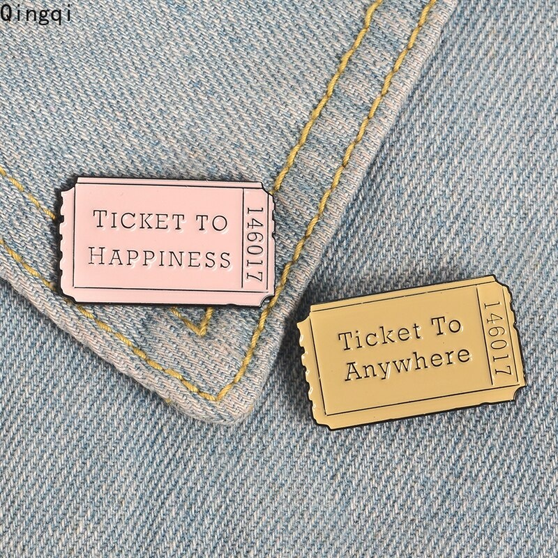 Bros Pin Enamel Desain Kartun Tiket Kebahagiaan Untuk Hadiah