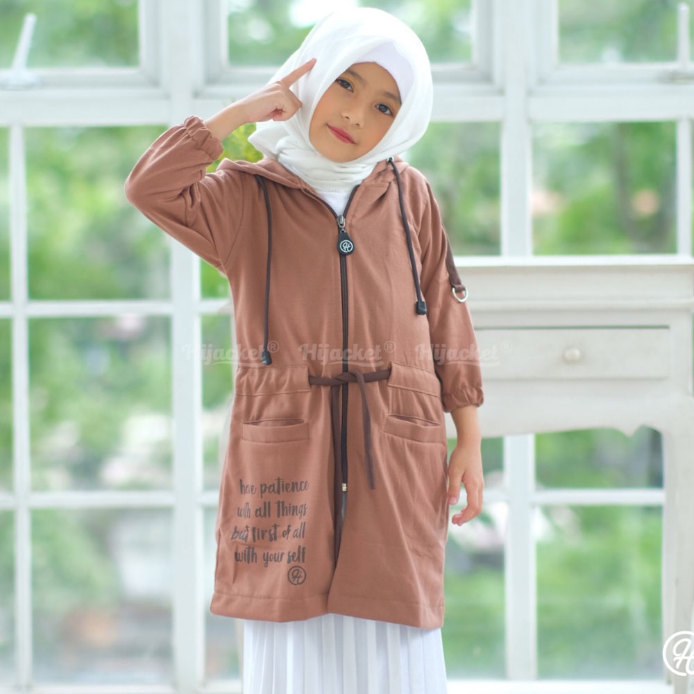 Jaket Jacket Anak Perempuan Cewek Panjang Long Hijaket Hoodie Hijaber Muslimah Hijacket Kids Original Terbaru Kekinian KDS DVN Devinna-1
