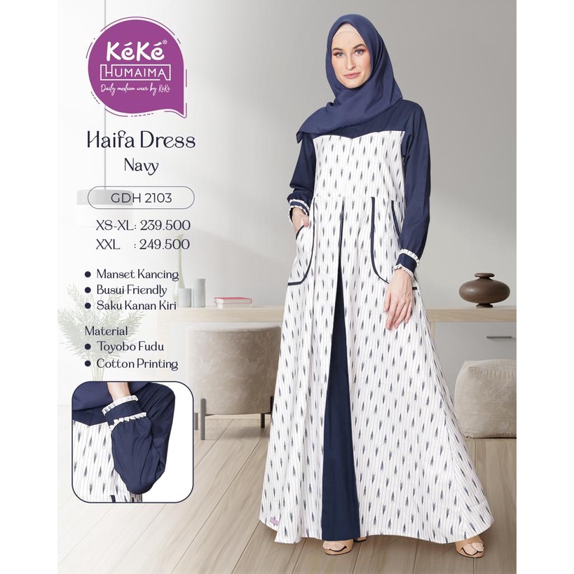 Gamis Dewasa Keke | Haifa Dress - GDH 2103 Gamis Dewasa Humaima By Keke Original