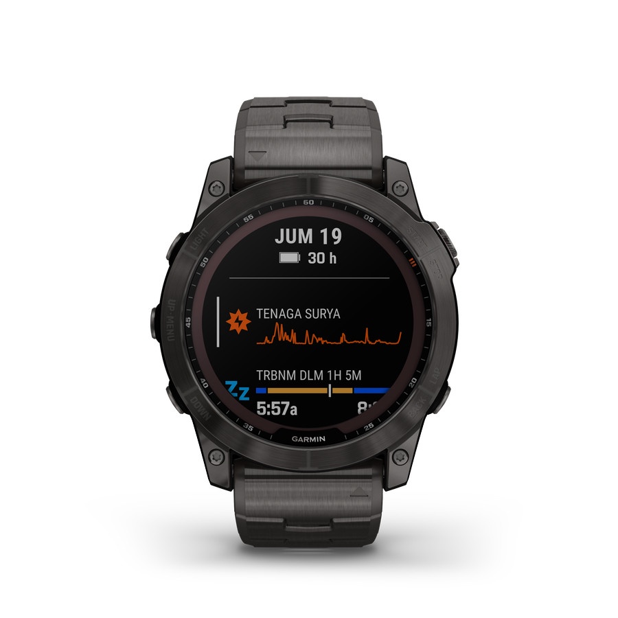 Garmin Fenix 7X Sapphire Solar - Carbon Gray Titanium With Metal Band Garansi Resmi TAM 2 Tahun