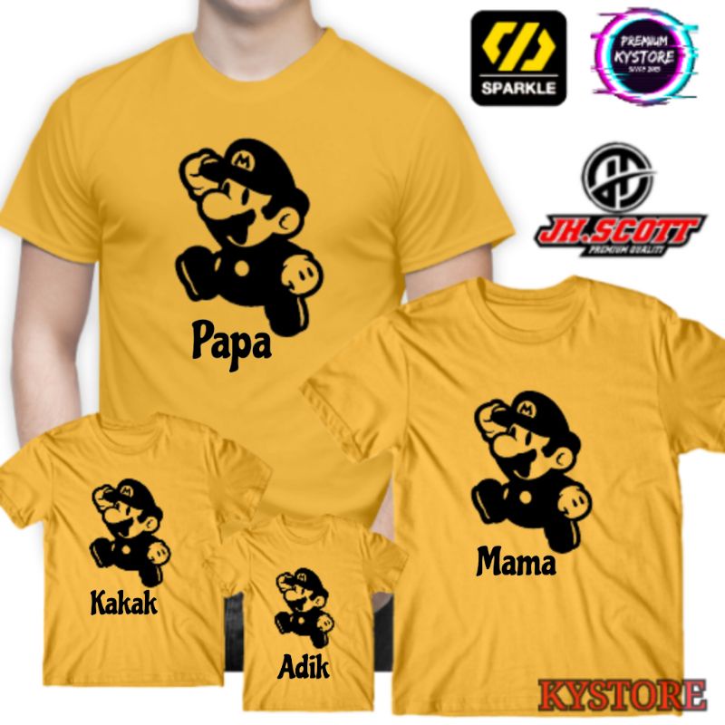 kaos anak dan dewasa motif mario bros pakaian pria - kystore