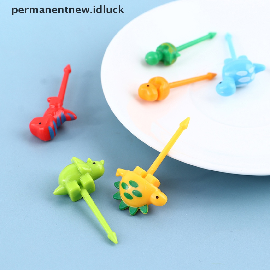 6 Pcs / set Garpu Buah Mini Desain Kartun Hewan Dinosaurus Untuk Anak