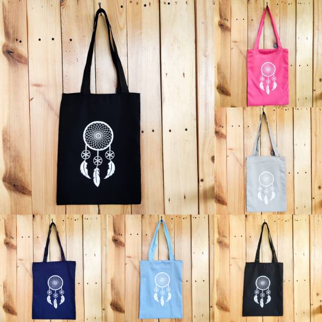 (Ada resleting bisa COD) TOTEBAG DREAM CATCHER bahan drill halus premium