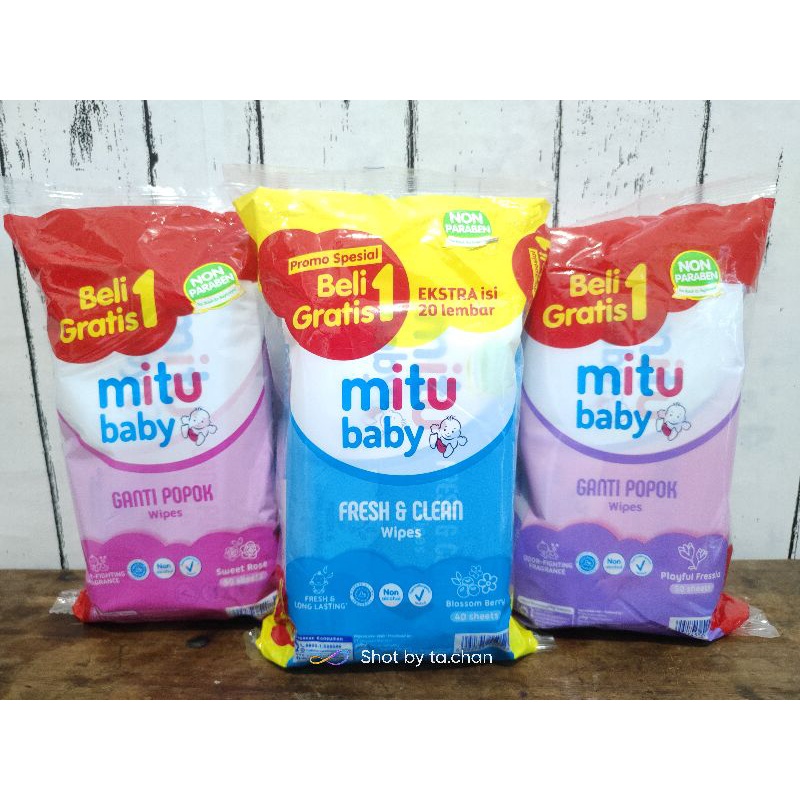 mitu baby wipes tisu basah baby 50s x 2pack buy1 get1