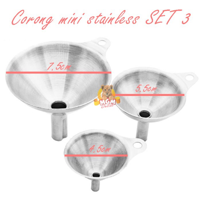 Corong stainless mini corong utk Minyak dan Air set 3pc corong mini