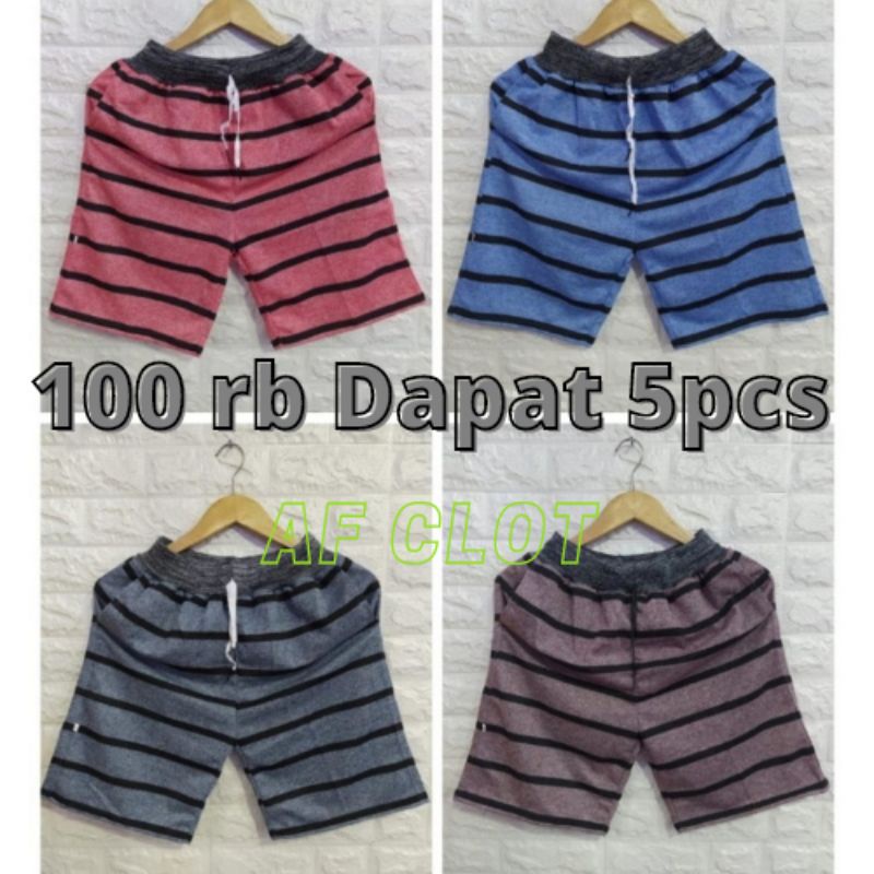 Celana Pendek Pria Korean Style Distro Motif Salur Santai Keren Bandung Ori Original Kekinian