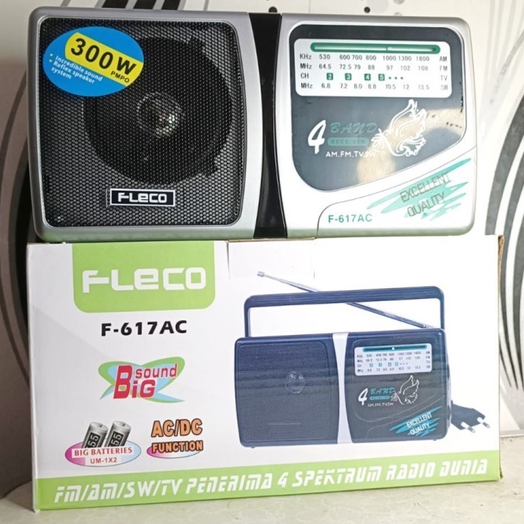 COD RADIO FLECO F-617AC FM/AM/SW/TV PENERIMA 4 SPEKTRUM RADIO DUNIA//RADIO FLECO AC/DC 4 BAND FLECO F-617AC BIG SOUND