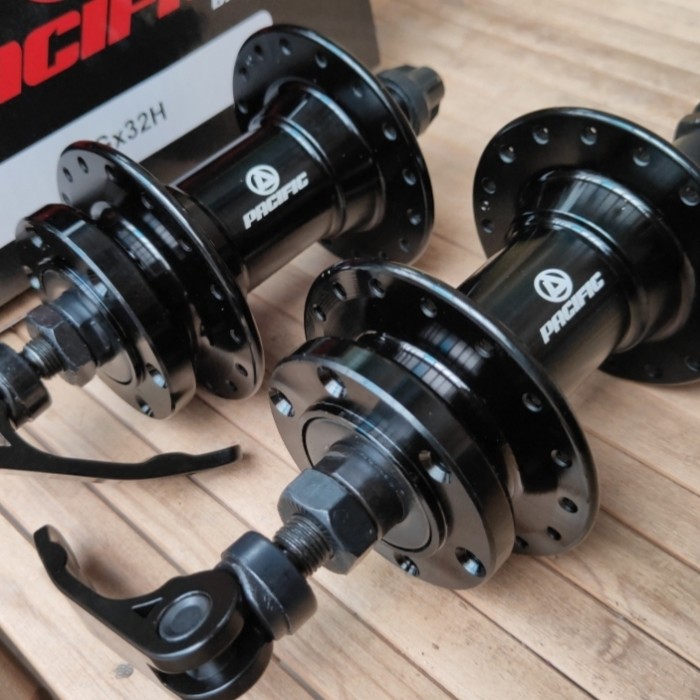 Hub depan dan belakang Pacific 32 lubang gir sproket ulir - Hitam