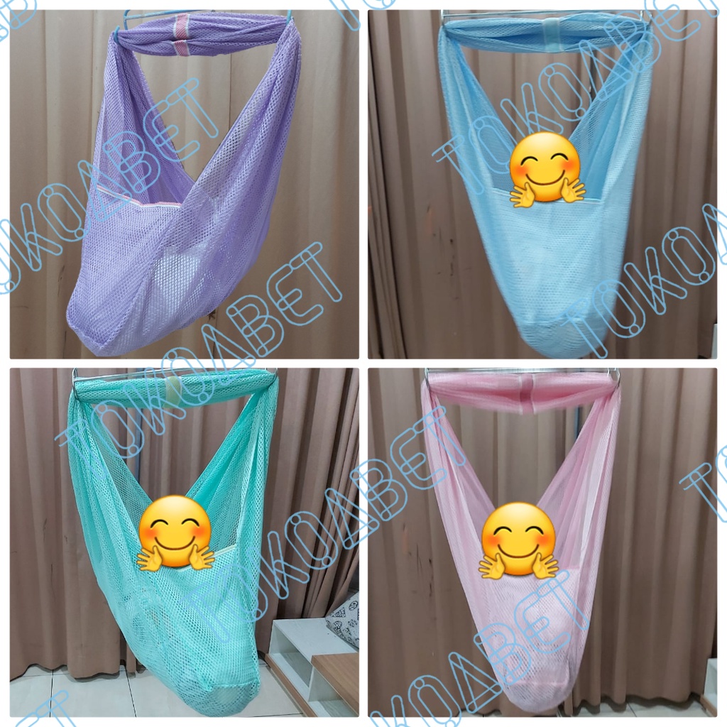 PAKET Ayunan Bayi Manual Portable Polar dan Kain Ayun Jaring Krem Hanger Per TOKOABET