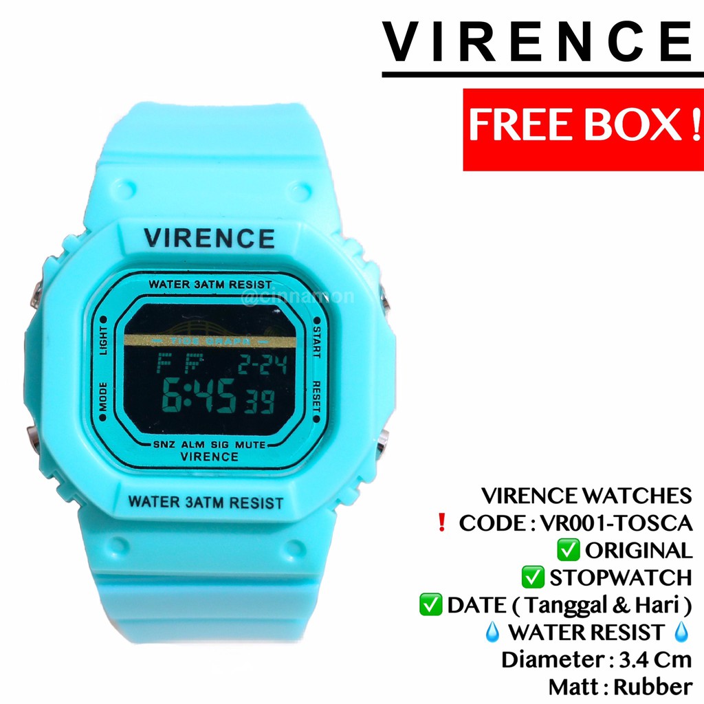 Jam tangan VIRENCE wanita Original anti air 3 meter garansi mesin 1 tahun free box model baby Gshock