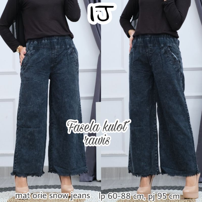 Kulot Jeans Rawis Hitam Motif Kekinian