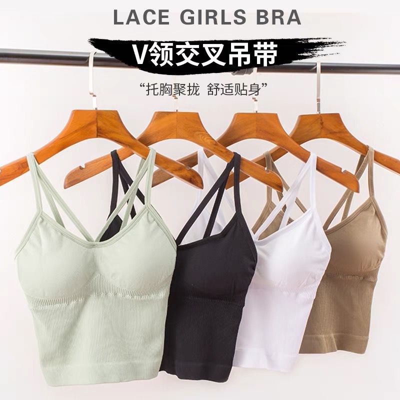 Bra Wanita / Tank Top Tali Silang Sexy Busa Non Kawat Import