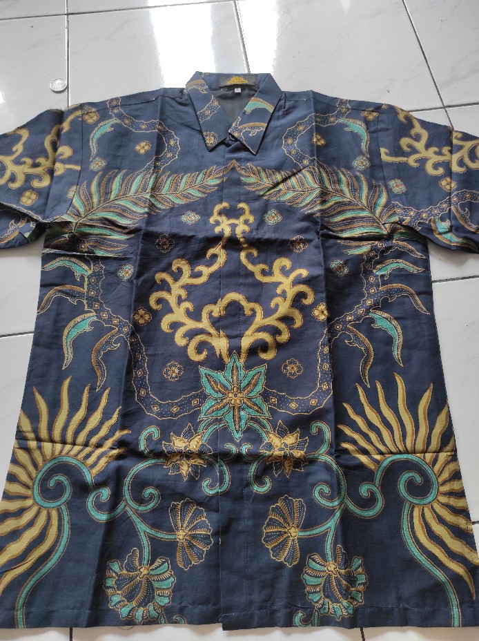 Aswangga Dongker Pendek Kemeja Batik Pria Full Furing Bahan Katun Halus Baturaden