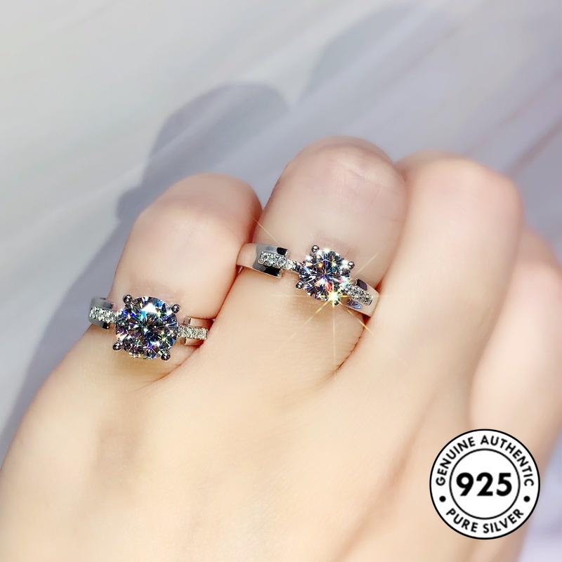 Cincin Berlian Bahan S925 Silver Untuk Wanita