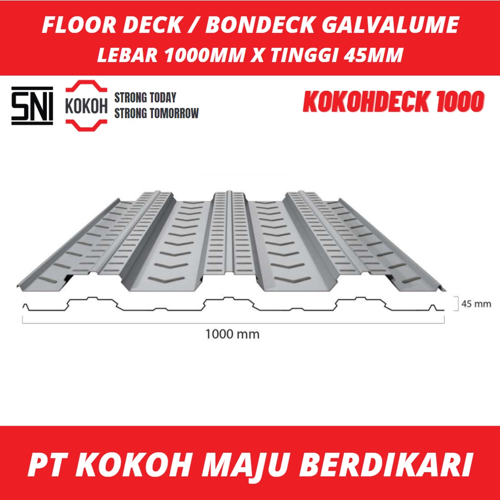 ATAP COR Floor deck / Bondeck / Bondek Galvalume (lebar 1000mm) SNI