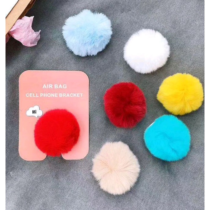 Nama - Popsocket bulu pompom 3D lucu / popsocket HP