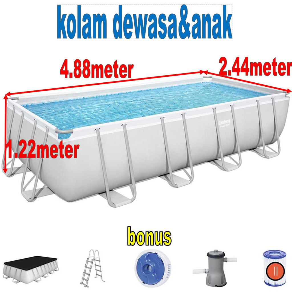kolam renang swimming above ground pool inflatable kotak petak square besar big plastik jumbo large
