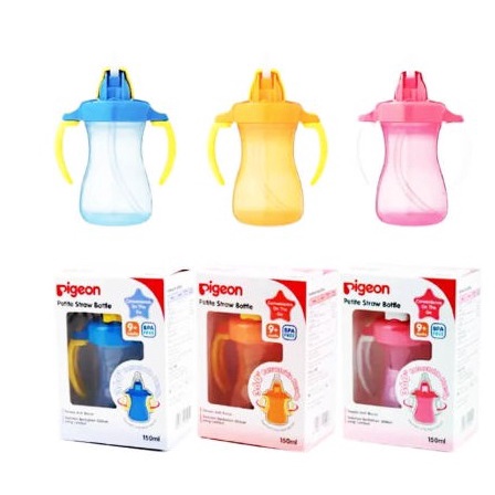 PIGEON Petite Straw Bottle Botol Cangkir Gelas Minum Anak Bayi 150ML 150 ML Training Cup Pink Blue Orange