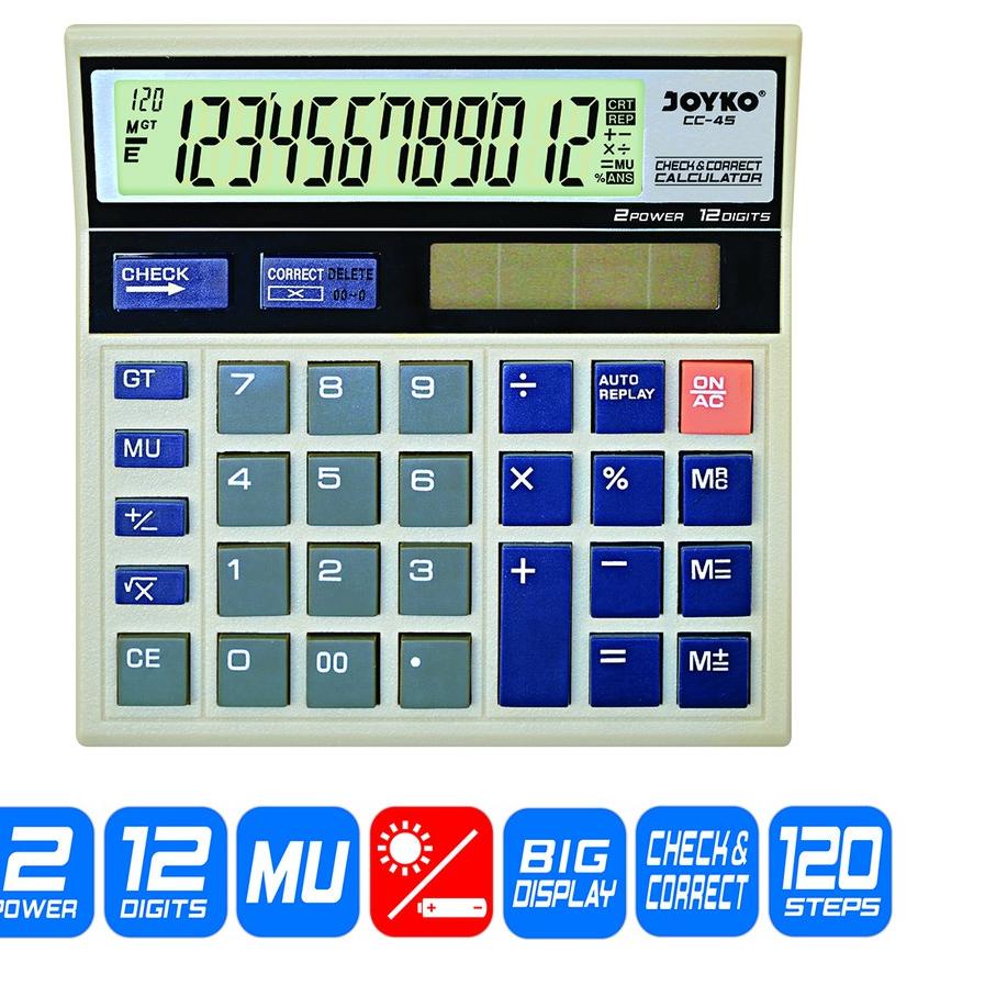 

Baru - Calculator Kalkulator Joyko CC-45 12 Digits Check Correct