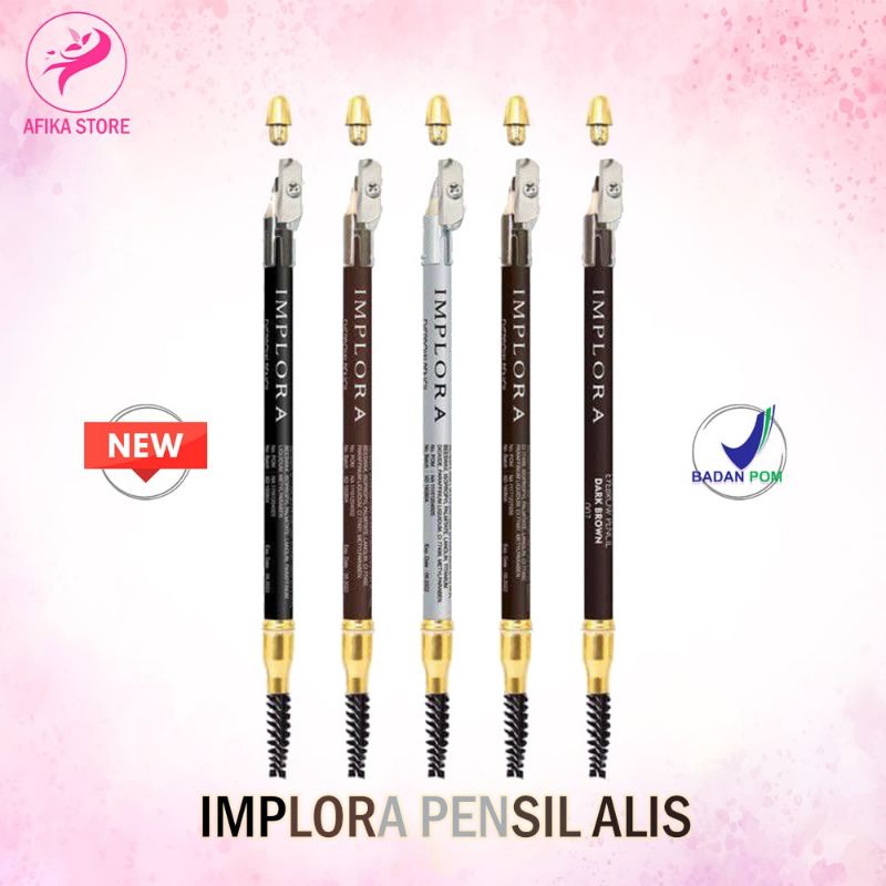 IMPLORA Eye Brow Pencil 2 IN 1 ( PENSIL + SERUTAN + SIKAT ) ORIGINAL BPOM / 2IN1 PENSIL ALIS IMPLORA