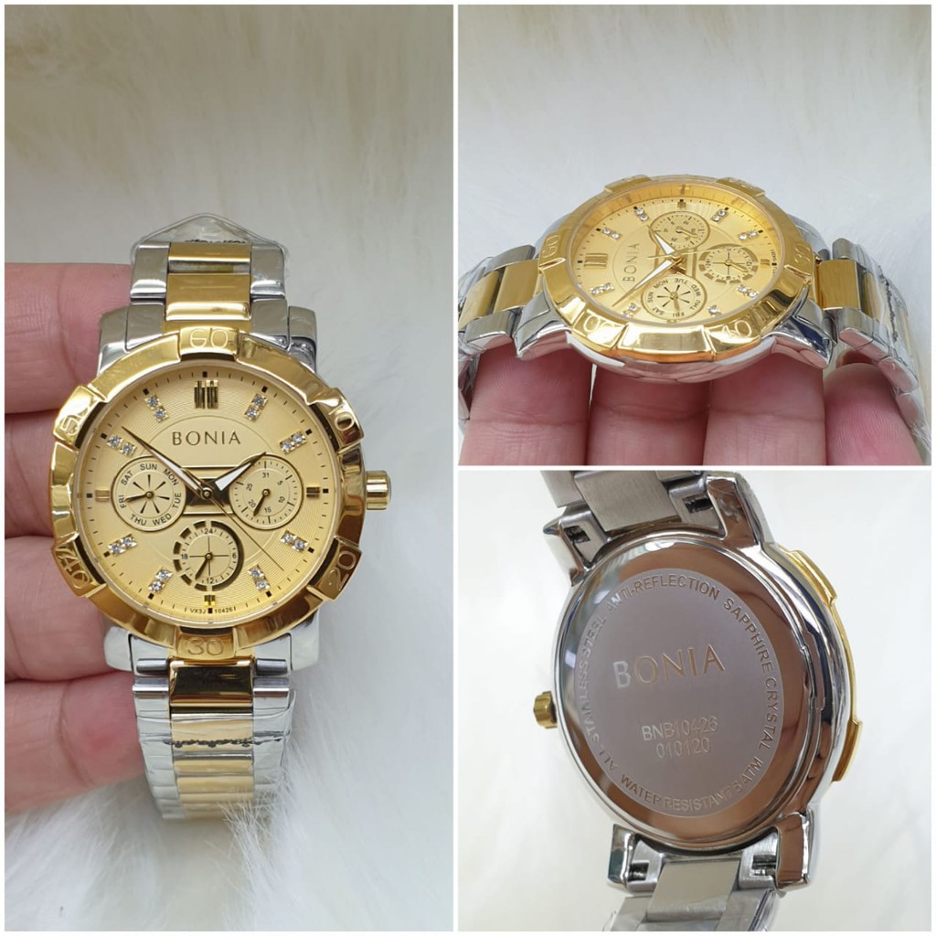 Jam Tangan Bonia Rosegold Jam Bonia Wanita Silver Chrono aktif 35mm Jam Tangan Bonia Rosegold Silver