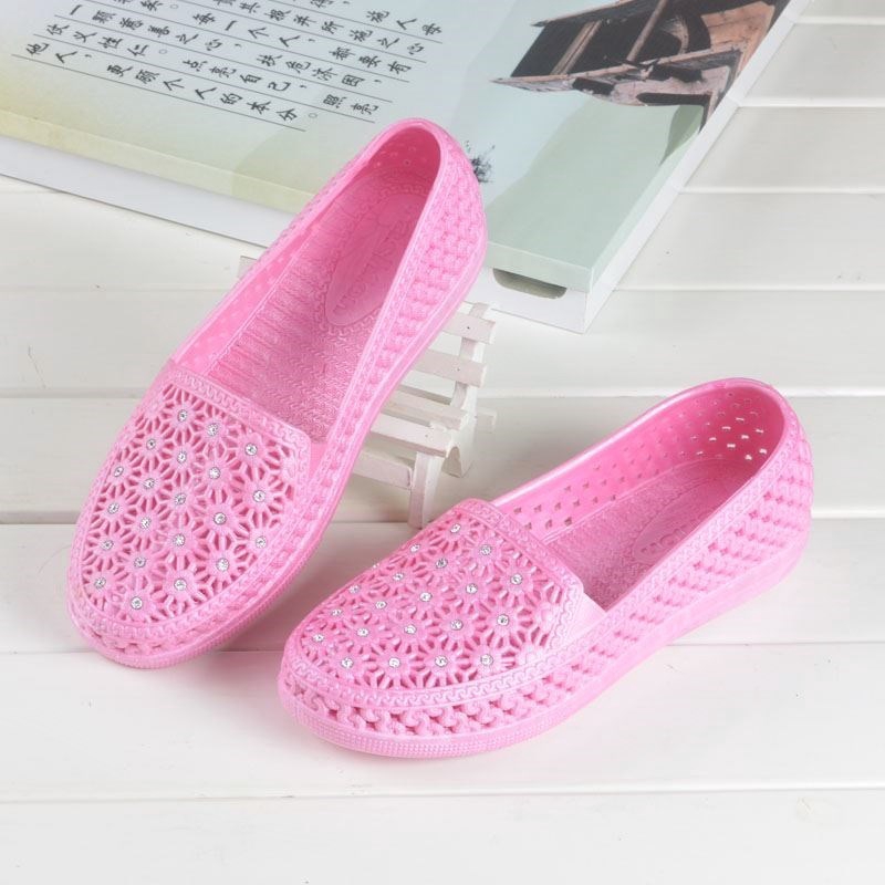  Sepatu  Sandal  Flat Wanita Bahan Plastik  Lembut Untuk Rumah 