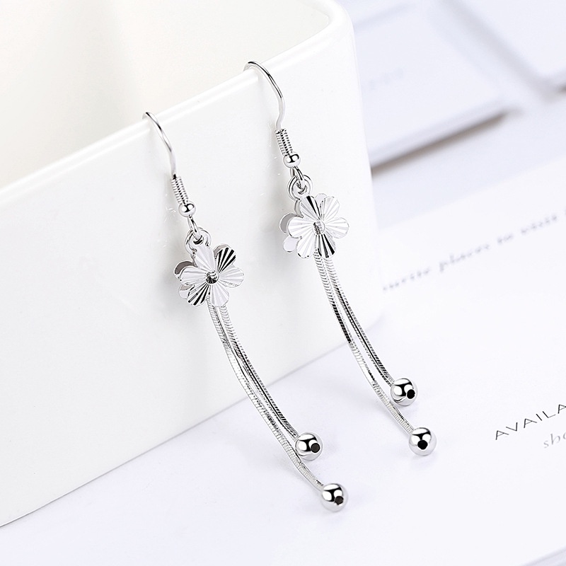 Anting Perak 925 Wanita Kelopak Manik-manik Perhiasan Fashion