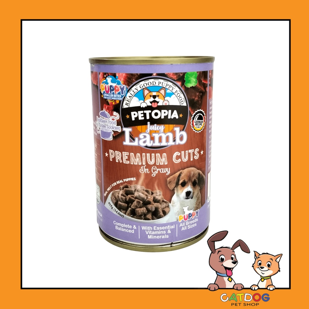 Can Petopia Dog Premium Cuts Puppy Lamb 415gr