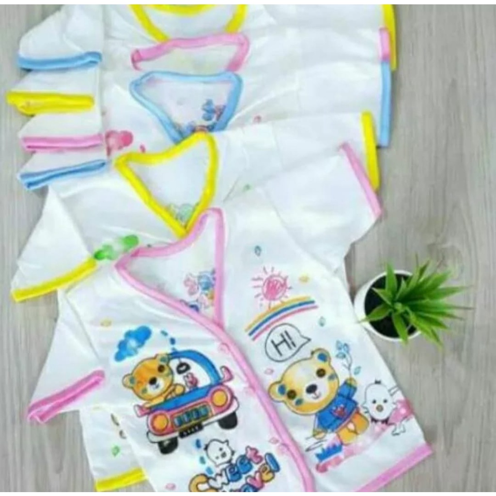 Baju Bayi Lengan Pendek - Baju Boboko Pendek - Atasan Bayi Lengan Pendek Murah Isi 6 Pcs