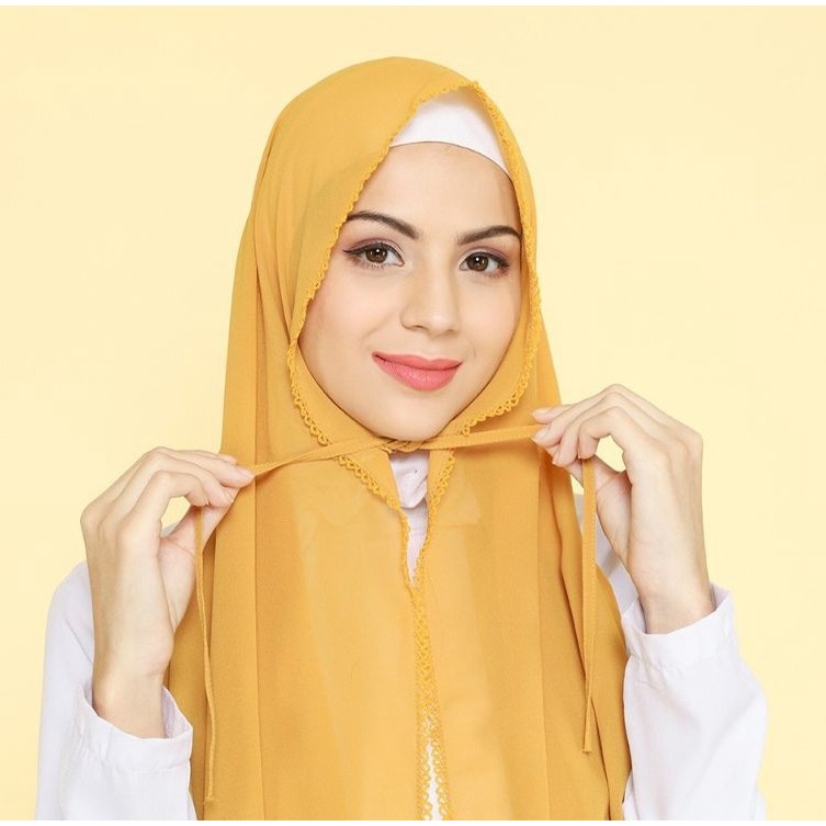 Kerudung pashmina tali picot Crochet Murah | Hijab Pashmina Renda Pinggiran