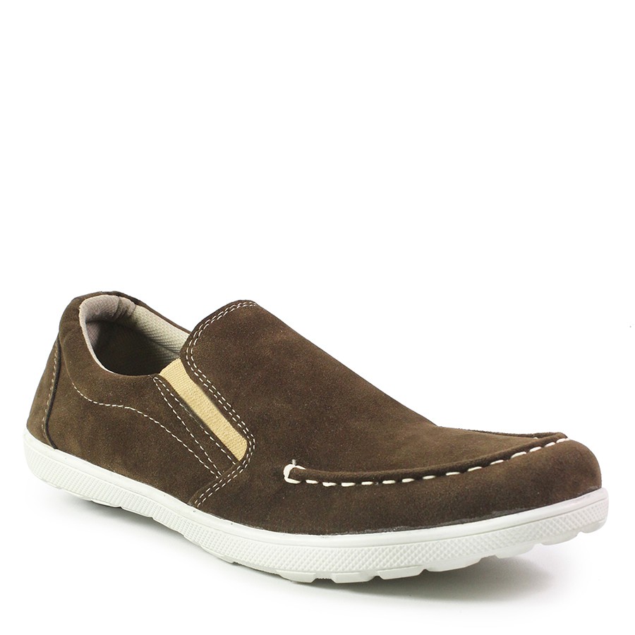 MS SHOP - Sepatu Selop Kickers Askos Coklat Suede Formal Pria Kasual Santai Slip On Laki Premium