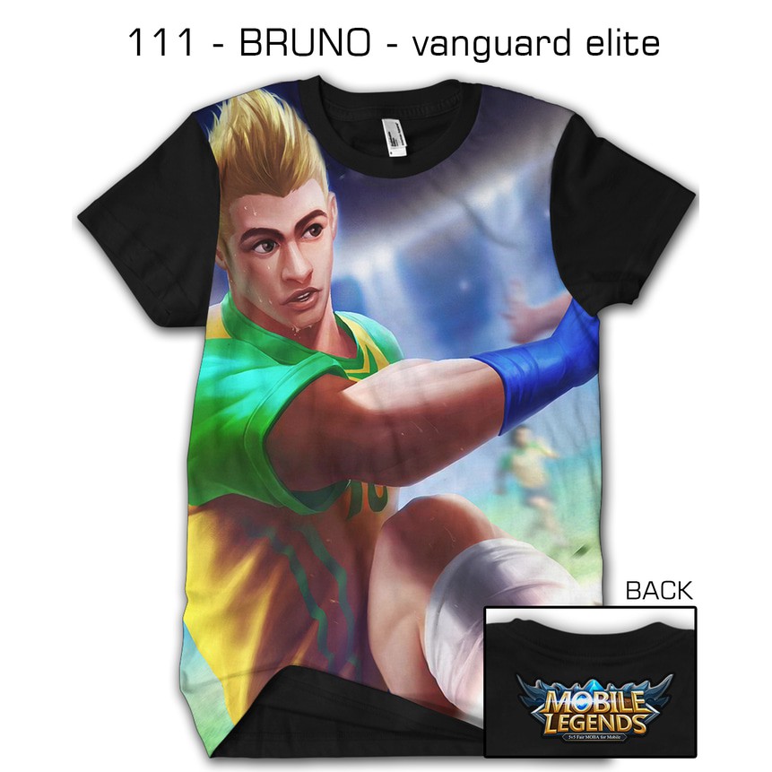 BAJU KAOS PRIA COSTUM PRINTING TSHIRT 3D GAME MOBILE LEGEND SKIN BRUNO VANGUARD ELITE - 111