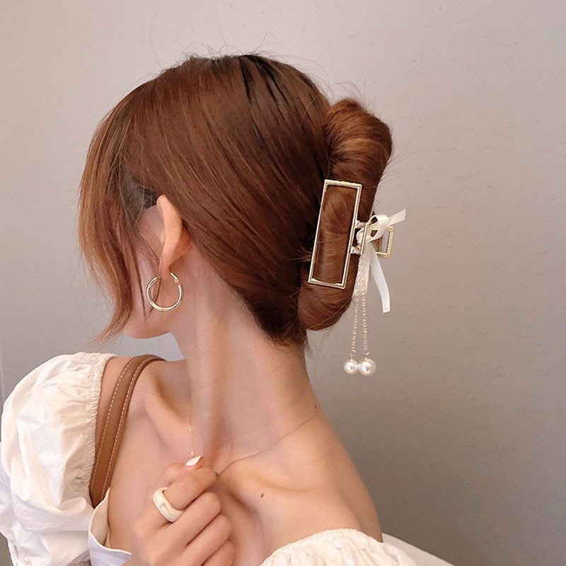 Jepit Rambut Korea Bahan Alloy Jedai Logam Jumbo Jepit Salon Besi Kupu Kupu dengan Pita Butterfly Metal Hair Claw Clips