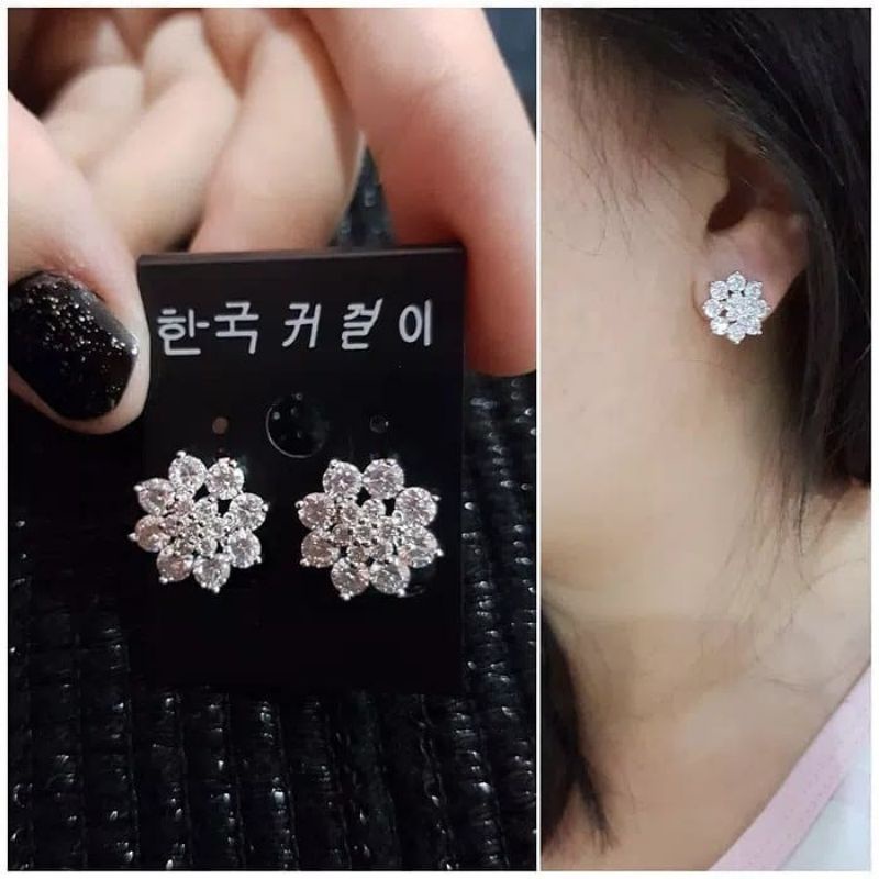 Anting Silver925 Perak mata kilau Anti Karat anti alergi premium berlian kilap N-25