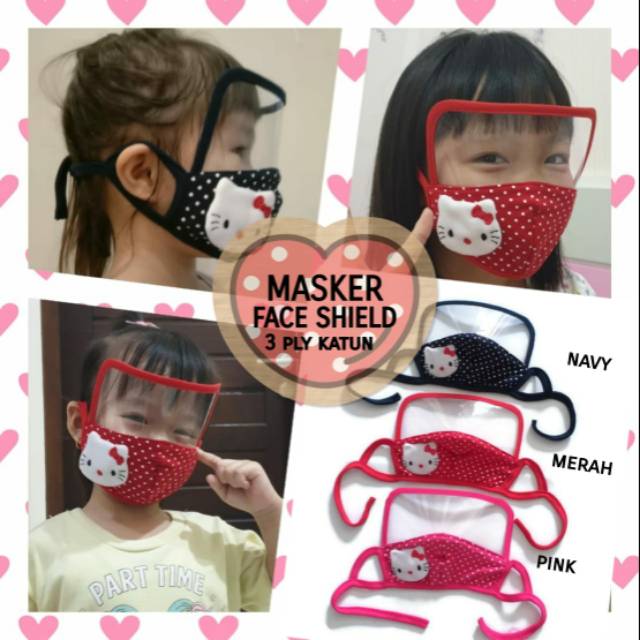 MASKER FACESHIELD ANAK HELLO KITTY