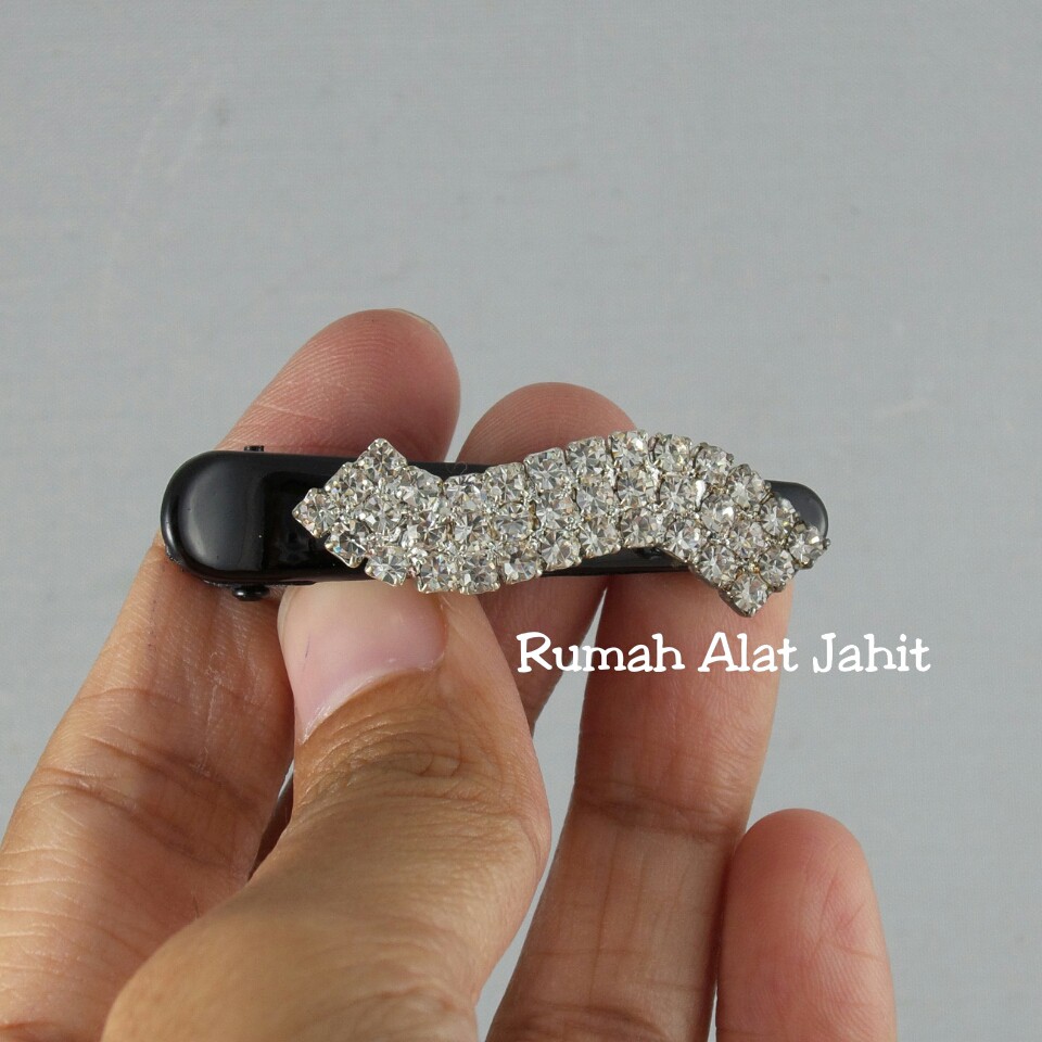 Jepit Rambut / Hair Clip Permata Baris Lengkung 4.5cm