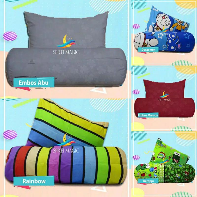 (COD) Sarung Bantal dan Sarung Guling Karakter Anak dan Polos Embos Murah