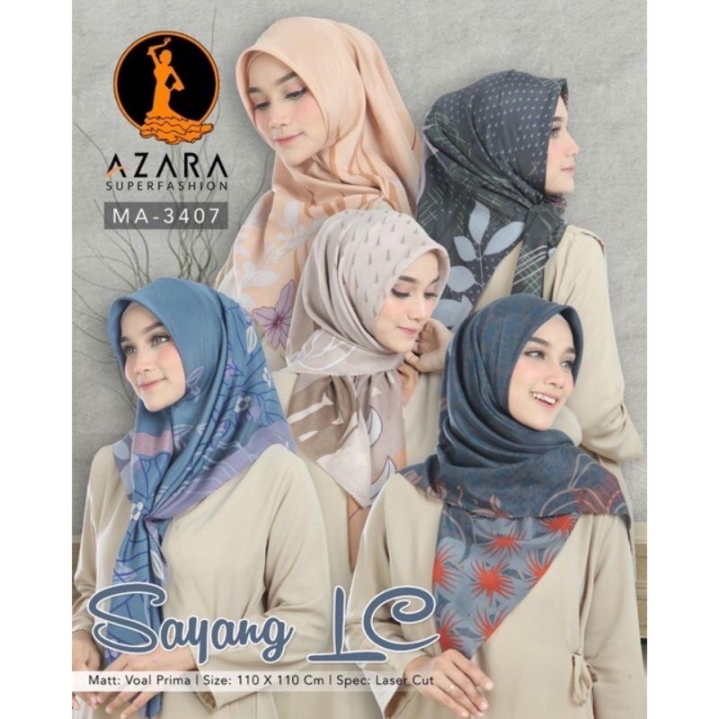 JILBAB SEGI EMPAT  AZAHRA MOTIF VOAL/LC Kerudung Laser  Cut Motif