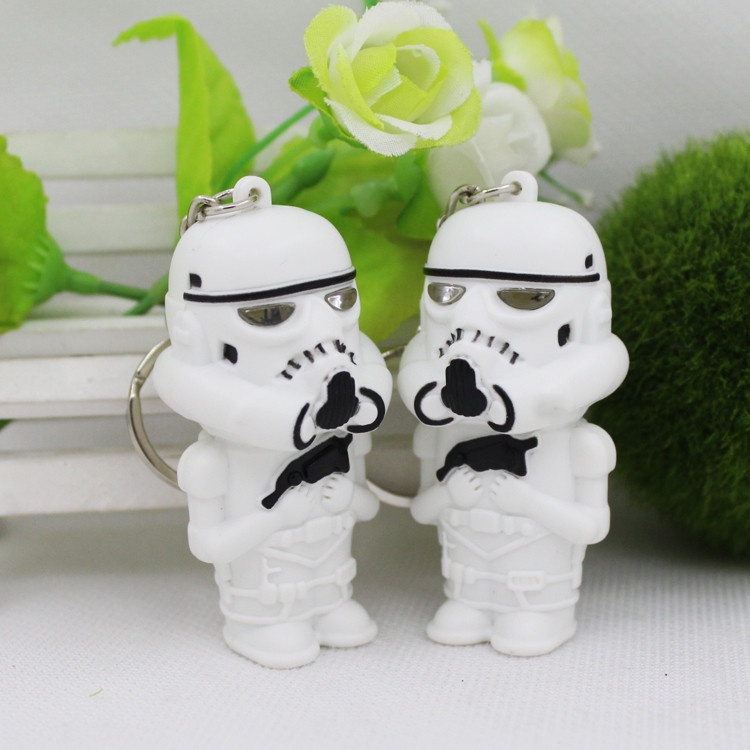 1pc Gantungan Kunci Bentuk Stormtrooper Star Wars Dengan Lampu LED Dan Suara