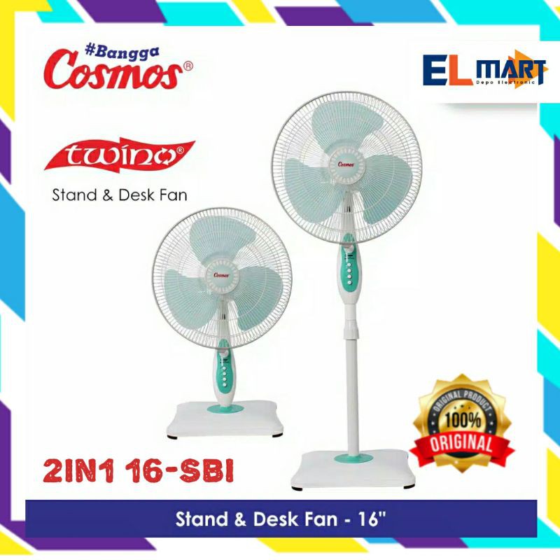 Cosmos 2 in 1 Electric Desk Stand Fan 16 SBI Kipas Angin Meja Berdiri 16 inch 16SBI