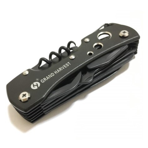 [ALAT SERBAGUNA ] - KNIFEZER Grand Harvest Pocket Knife EDC Multifungsi Titanium - MKE16 - Black