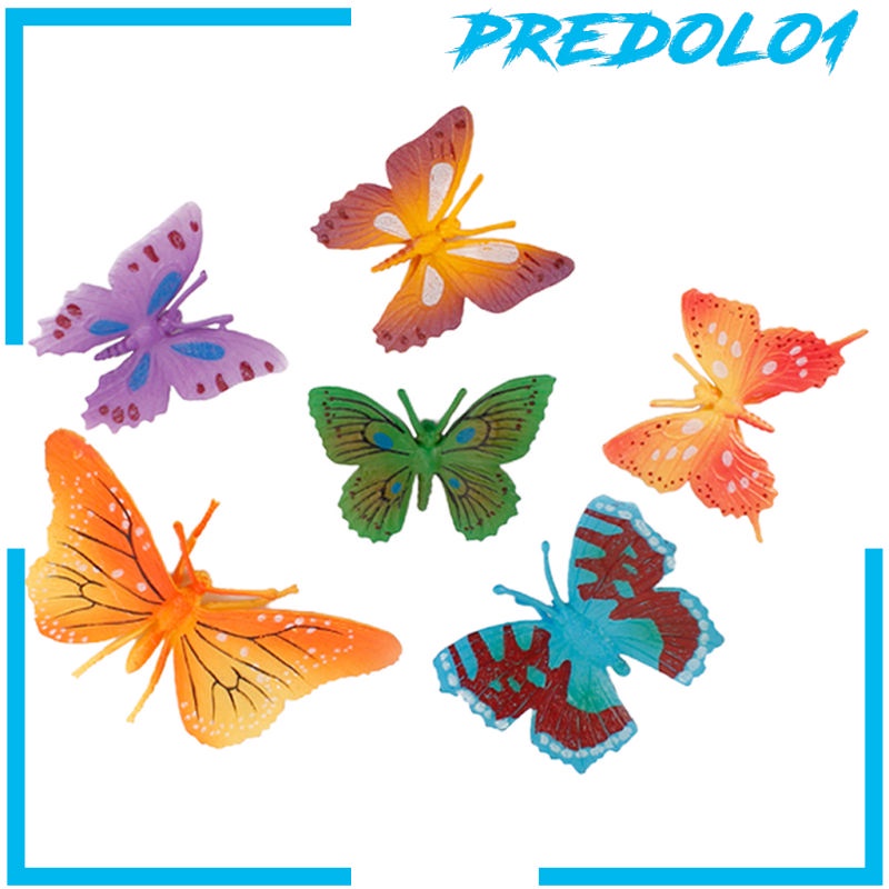 (Predolo1) 6pcs / Set Mainan Kupu-Kupu Bahan Pvc Untuk Anak Butterfly