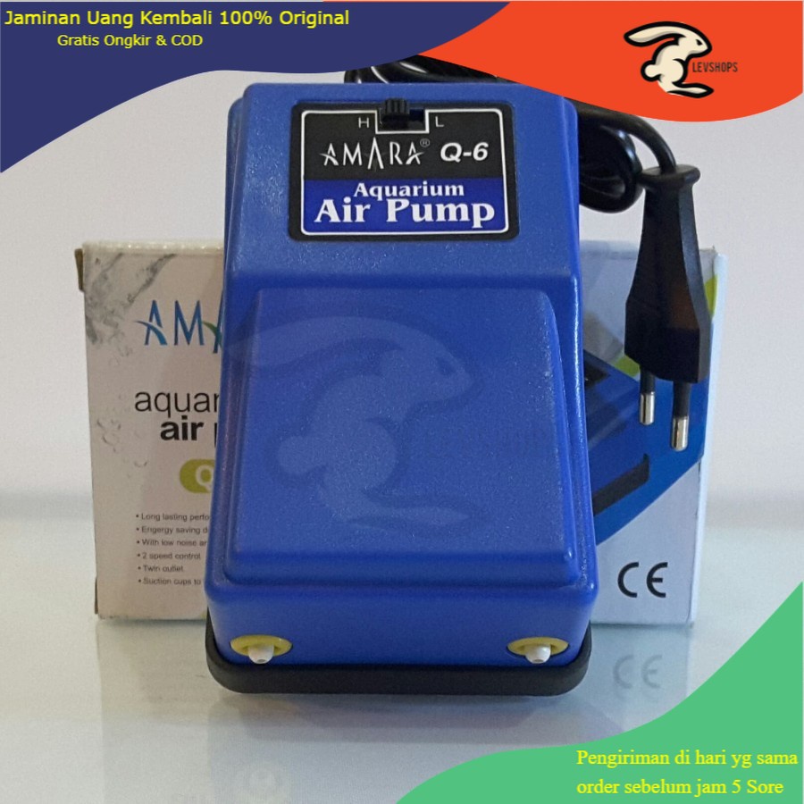 Pompa Aquarium Amara Q6 Akuarium Aerator Gelembung Udara Amara Q6 2Lubang