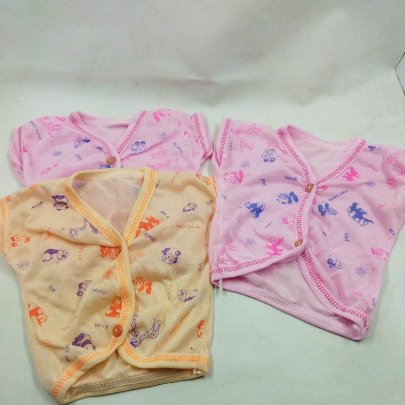 1 Pcs Baju Bayi Newborn Lengan Pendek 0-3 Bulan Motif Murah Warna